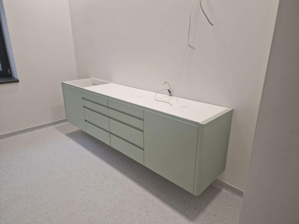Comodă Suspendată Verde Sage cu Sertare